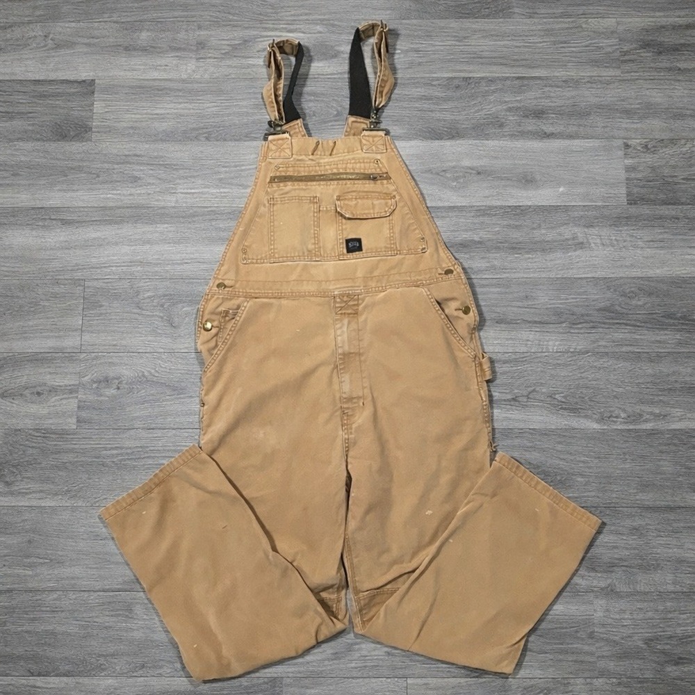 Vintage KEY Industries Mens Brown Cotton Duck Canvas Bib Overall Workwear 40x34